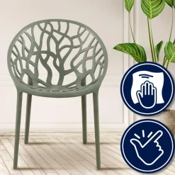 CLP Set van 2 Tuinstoel Hope Kunststof - olijf Hot