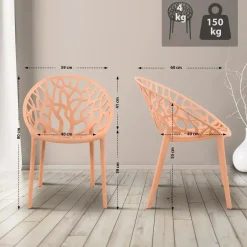 CLP Set van 2 Tuinstoel Hope Kunststof - perzik New