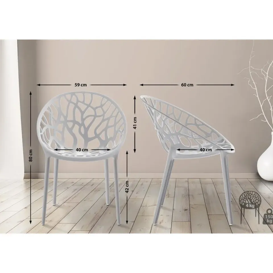 CLP Set van 2 Tuinstoel Hope Kunststof - licht grijs Best