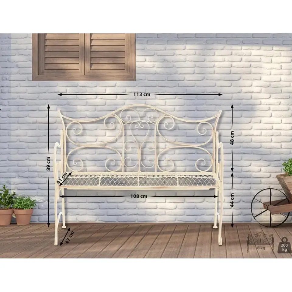 CLP Tuinbank Tara 113 cm - antiek/creme Outlet