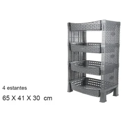 CM keuken opbergrek - 4-laags - grijs - kunststof - 65 x 41 x30