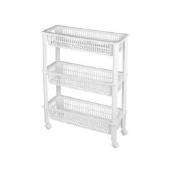 CM keukentrolley - op wieltjes - 3 laags - wit - kunststof Sale