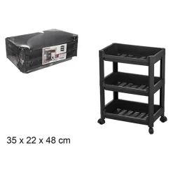 CM keukentrolley - op wieltjes - 3 laags - zwart - kunststof New