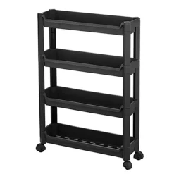 CM keukentrolley - op wieltjes - 4-laags - zwart - kunststof Outlet