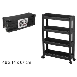 CM keukentrolley - op wieltjes - 4-laags - zwart - kunststof Outlet