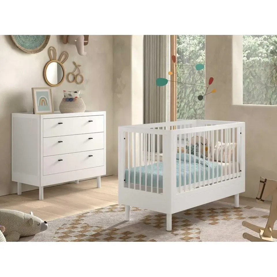 Vipack Commode Forrest - 3 lades - massief beukenhout - wit Clearance