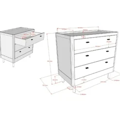 Vipack Commode Forrest - 3 lades - massief beukenhout - wit Clearance