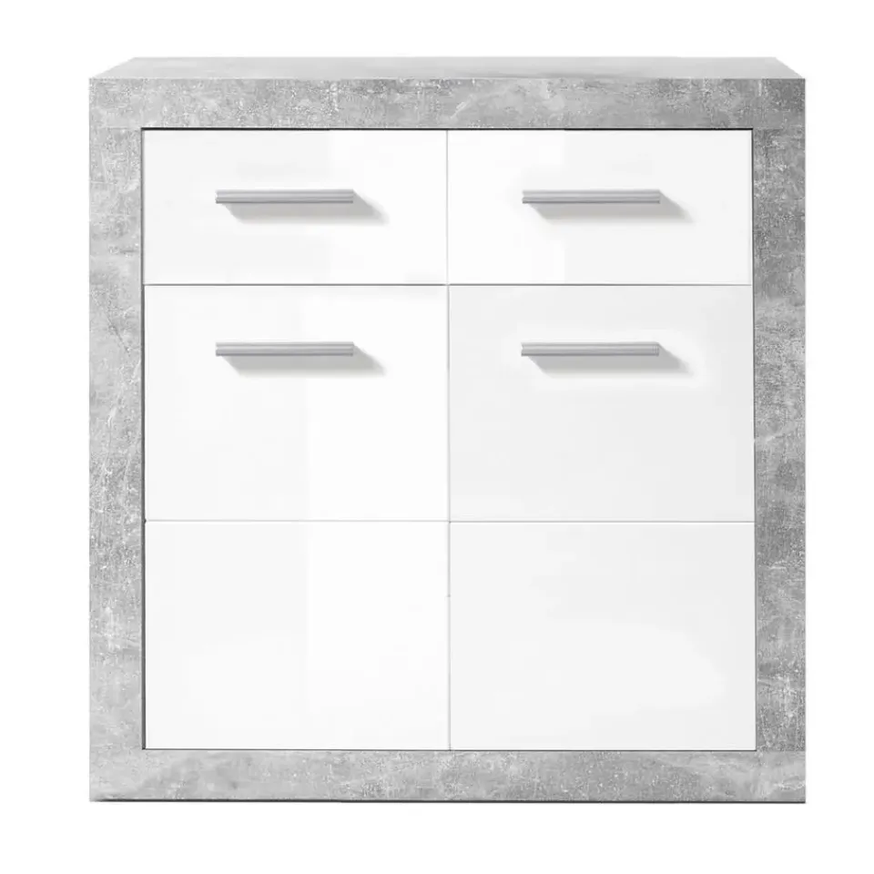 Emob Commode Inga 82 cm met 2 deuren & 2 lades - beton/wit Best