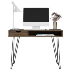 Novogratz Concord - Bureau met 1 lade in walnoot spaanplaat Sale