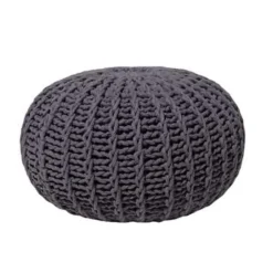 Beliani CONRAD - Poef - Donkergrijs - 50 cm - Katoen Clearance