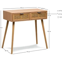 Nordlys Console 2 laden van hout en natuurlijk rotan New