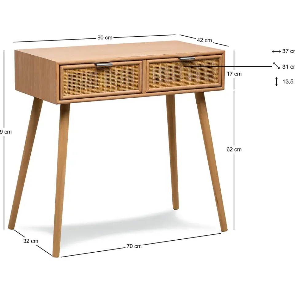 Nordlys Console 2 laden van hout en natuurlijk rotan New