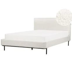 Beliani CORIO - Tweepersoonsbed - Wit - 140 x 200 cm - Bouclé Outlet