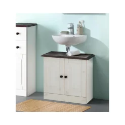 Loft24 Cornelia - Wastafelonderkast met 2 deuren in wit gelakt grenen Clearance