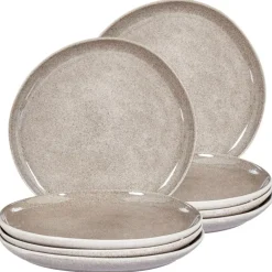 Leen Bakker COSTMARY - Dinerborden set van 8 - Grijs - Steengoed Clearance