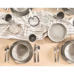 Leen Bakker COSTMARY - Dinerborden set van 8 - Grijs - Steengoed Clearance