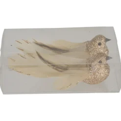 Cosy & Trendy Cosy @ Home Kersthangers - vogel - champagne - 2 stuks - 11 cm