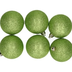 Cosy & Trendy Kerstballen - 6x st - appel groen - glitters - 8 cm Online