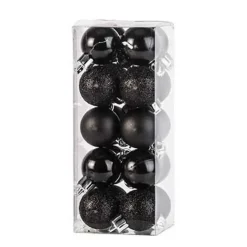 Cosy & Trendy Kerstballen mini - 20x - zwart - D3 cm - kunststof Discount