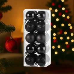 Cosy & Trendy Kerstballen mini - 20x - zwart - D3 cm - kunststof Discount