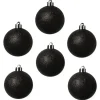 Cosy & Trendy Kerstballen - 6x st - zwart - glitters - 6 cm Outlet