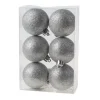 Cosy & Trendy Kerstballen - 6x st - zilver - glitters - 6 cm New