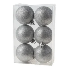 Cosy & Trendy Kerstballen - 6x st - zilver - glitters - 6 cm New