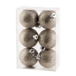 Cosy & Trendy Kerstballen - 6x st - champagne - glitters - 6 cm Clearance