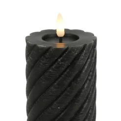 Countryfield LED kaars - zwart - D7,5 x H20 cm - timer - twirl Sale
