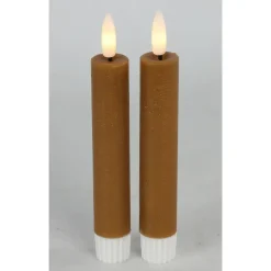 Countryfield Led kaarsen/dinerkaarsen - 2x - cognac bruin - 15 cm Outlet
