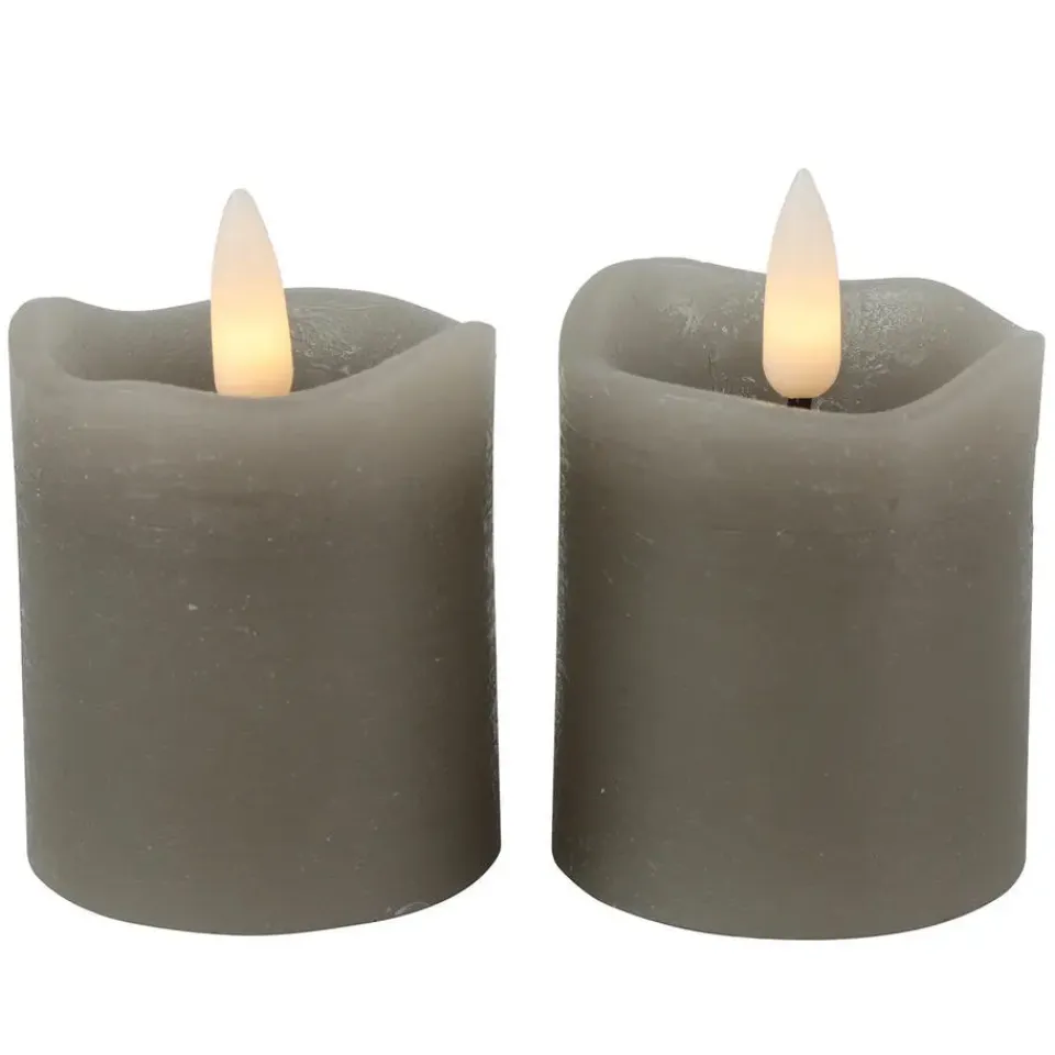 Countryfield LED kaarsen/stompkaarsen - 2x st - grijs - H7,2 cm Discount