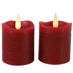 Countryfield LED kaarsen/stompkaarsen - 2x st - rood - H7,2 cm Sale