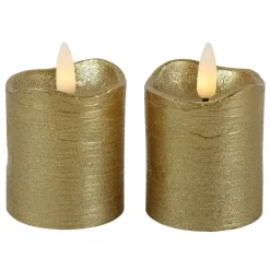 Countryfield LED kaarsen/stompkaarsen - 2x st - goud - H7,2 cm Hot