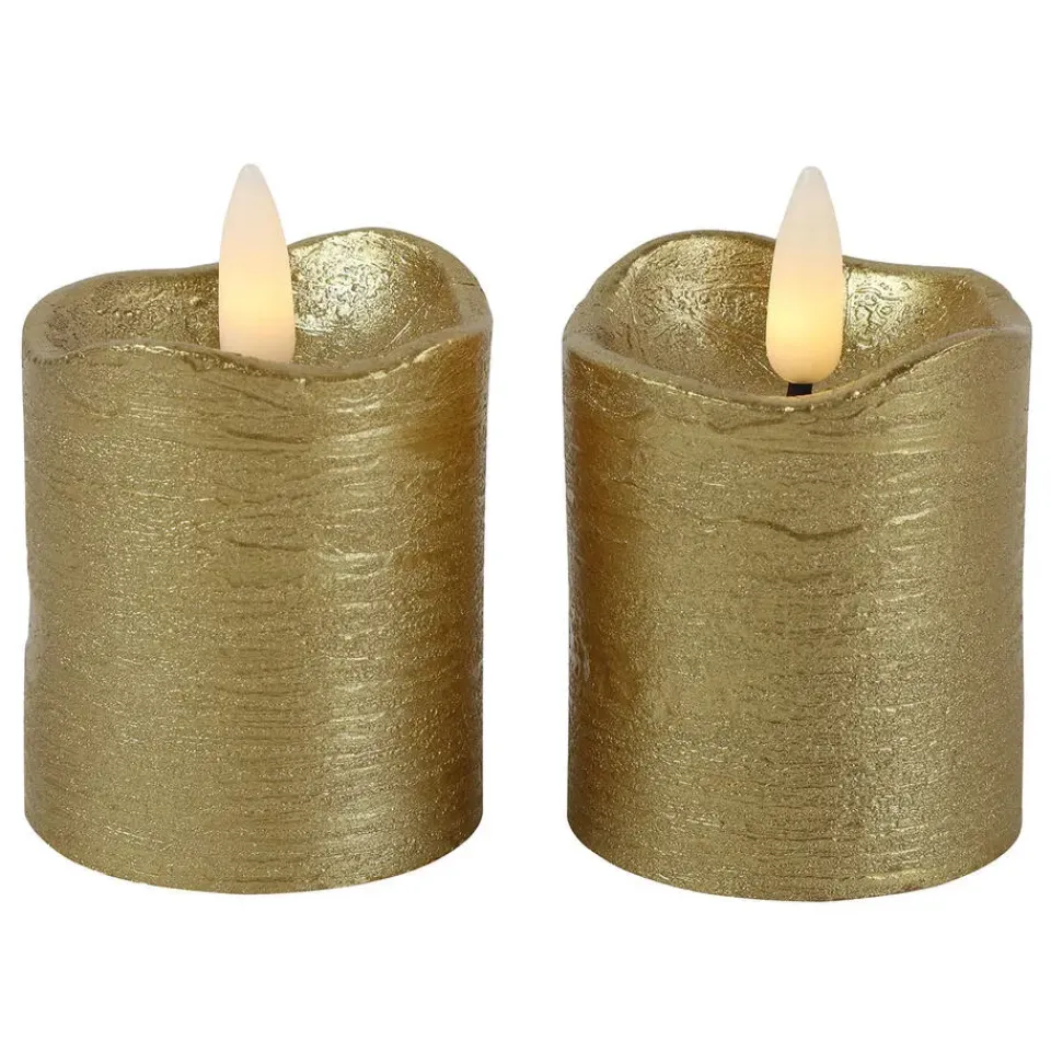 Countryfield LED kaarsen/stompkaarsen - 2x st - goud - H7,2 cm Hot