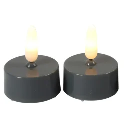 Countryfield LED waxinelichtjes - 2x - grijs - warm wit Best
