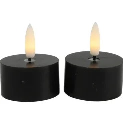 Countryfield LED waxinelichtjes - 2x - zwart - D4 x H5,2 cm Clearance
