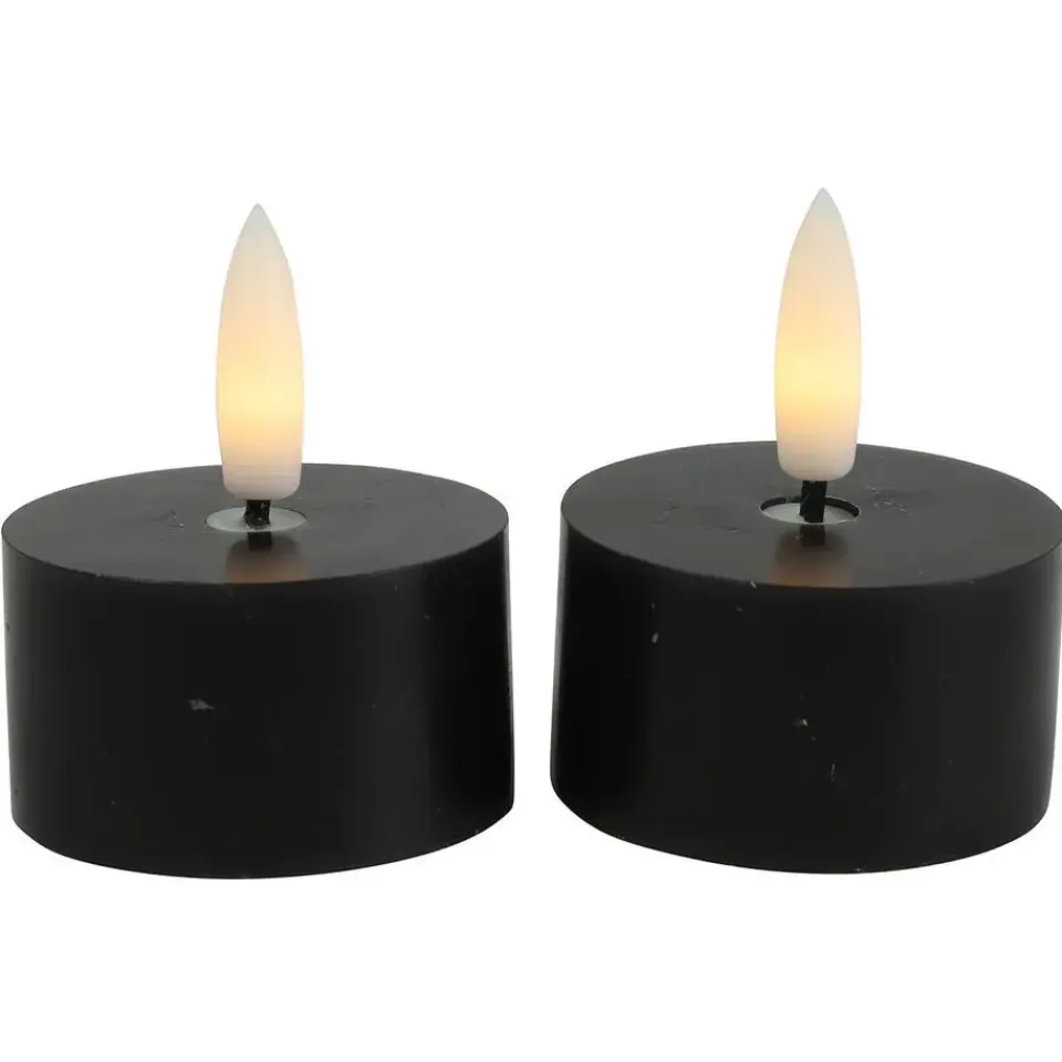 Countryfield LED waxinelichtjes - 2x - zwart - D4 x H5,2 cm Clearance