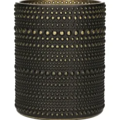 Countryfield theelichthouder/kaarsenhouder - zwart/goud - H12 cm Sale