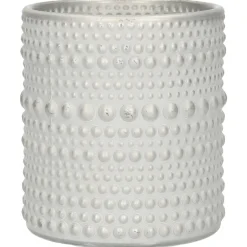 Countryfield theelichthouder/kaarsenhouder - wit/zilver - H10 cm Hot