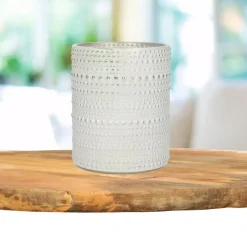 Countryfield theelichthouder/kaarsenhouder - wit/zilver - H10 cm Hot