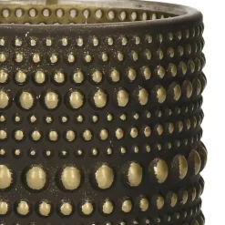 Countryfield theelichthouder/kaarsenhouder - zwart/goud - H8 cm Clearance