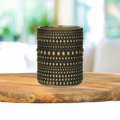 Countryfield theelichthouder/kaarsenhouder - zwart/goud - H8 cm Clearance