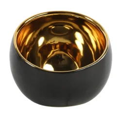Countryfield theelichthouder/kaarsenhouder - zwart/goud - 13.5 cm Best