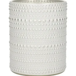 Countryfield theelichthouder/kaarsenhouder - wit/zilver - H8 cm Clearance