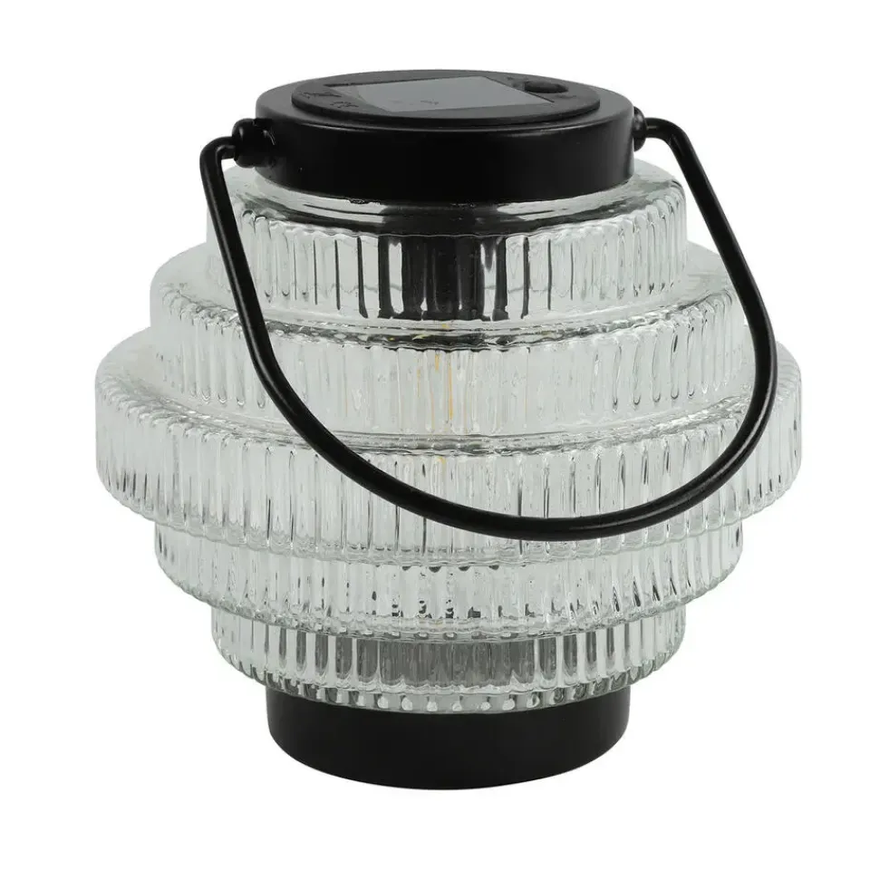 Countryfield Tuin lantaarn - solar - transparant/zwart - D16 x H16 cm