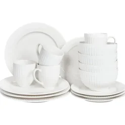 Leen Bakker COWSLIP - Servies set van 16 - Wit - Porselein Best
