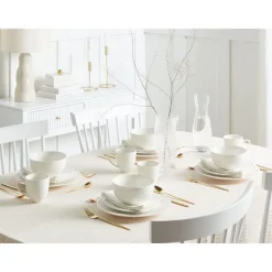 Leen Bakker COWSLIP - Servies set van 16 - Wit - Porselein Best