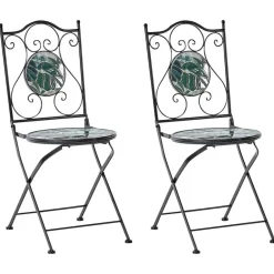 Beliani COZZANA - Tuinstoel set van 2 - Zwart - Metaal Outlet