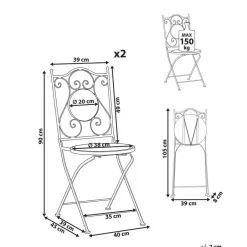 Beliani COZZANA - Tuinstoel set van 2 - Zwart - Metaal Outlet