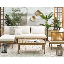 Beliani CREMONA - Loungeset voor 4 - Lichte houtkleur - Acaciahout Online